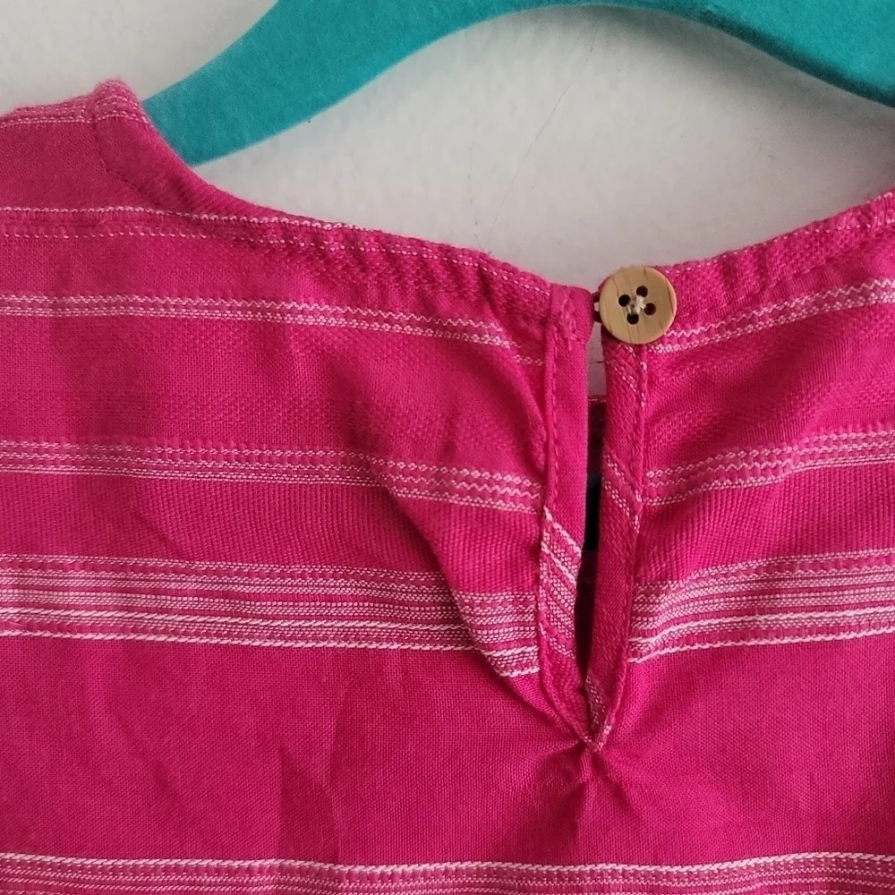 Genuine Kids 18 M OshKosh B'Gosh Pink Striped Tassle Blouse Shirt Boho